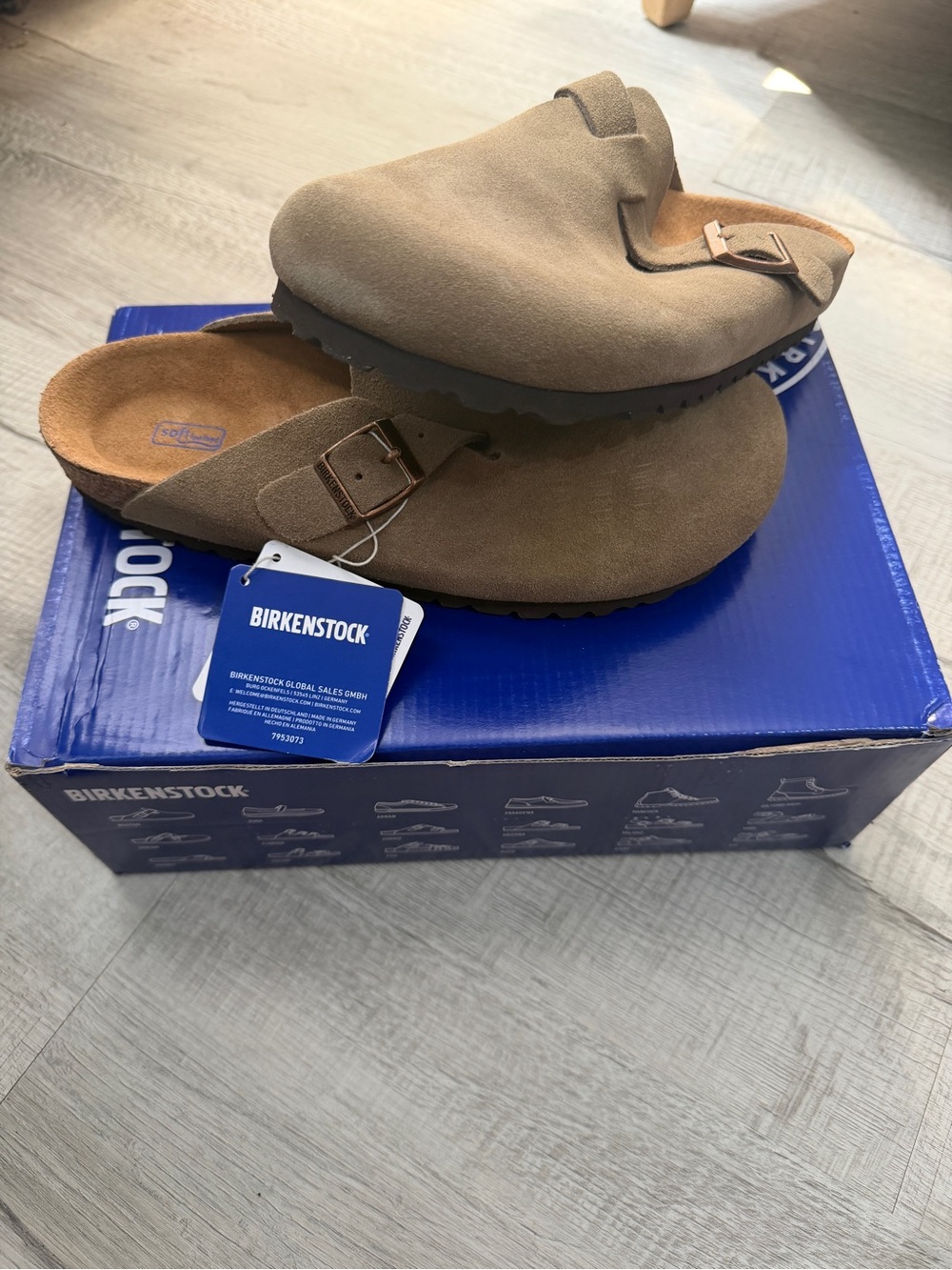 Birkenstock Boston BS Clog Soft Footbed Taupe Suede Shoes Size 39